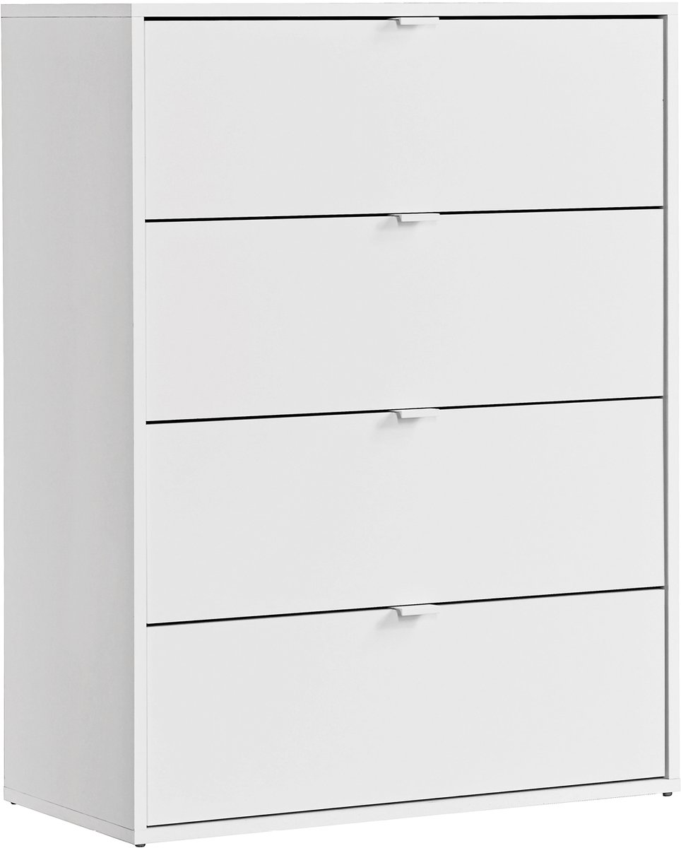 mokebo commode 'Die Stilvolle' (80x95x40cm) sideboard, voor slaapkamer, hal & kinderkamer met 4 houten lades in wit