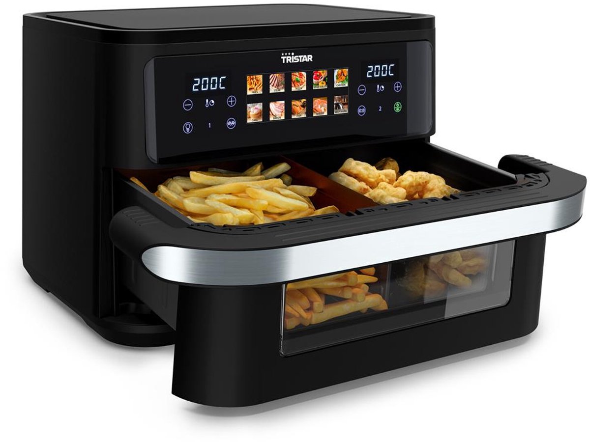 Dualzone Flex Airfryer 10L Tristar – 2800W, Dubbele Heteluchtfriteuse, 8 Programma’s, Digitaal, Zwart/RVS - Afbeelding 5