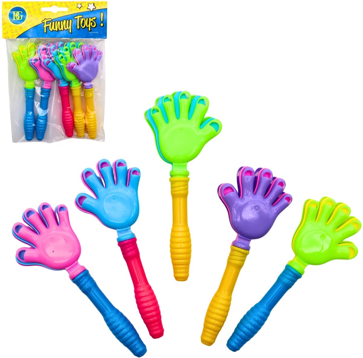 Klapperhandjes – 5 stuks – Hand Clackers 13.5CM voor Applaus Handen Klappen – DIY Traktatie - Leuk in uitdeelzakjes