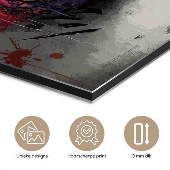 Tableau sur aluminium 120x160 cm - Décoration murale en métal - Lèvres - Graffiti - Expressif - Décoration murale en métal pour salon - Décoration industrielle - Photo sur Dibond - Accessoires industriels pour chambre