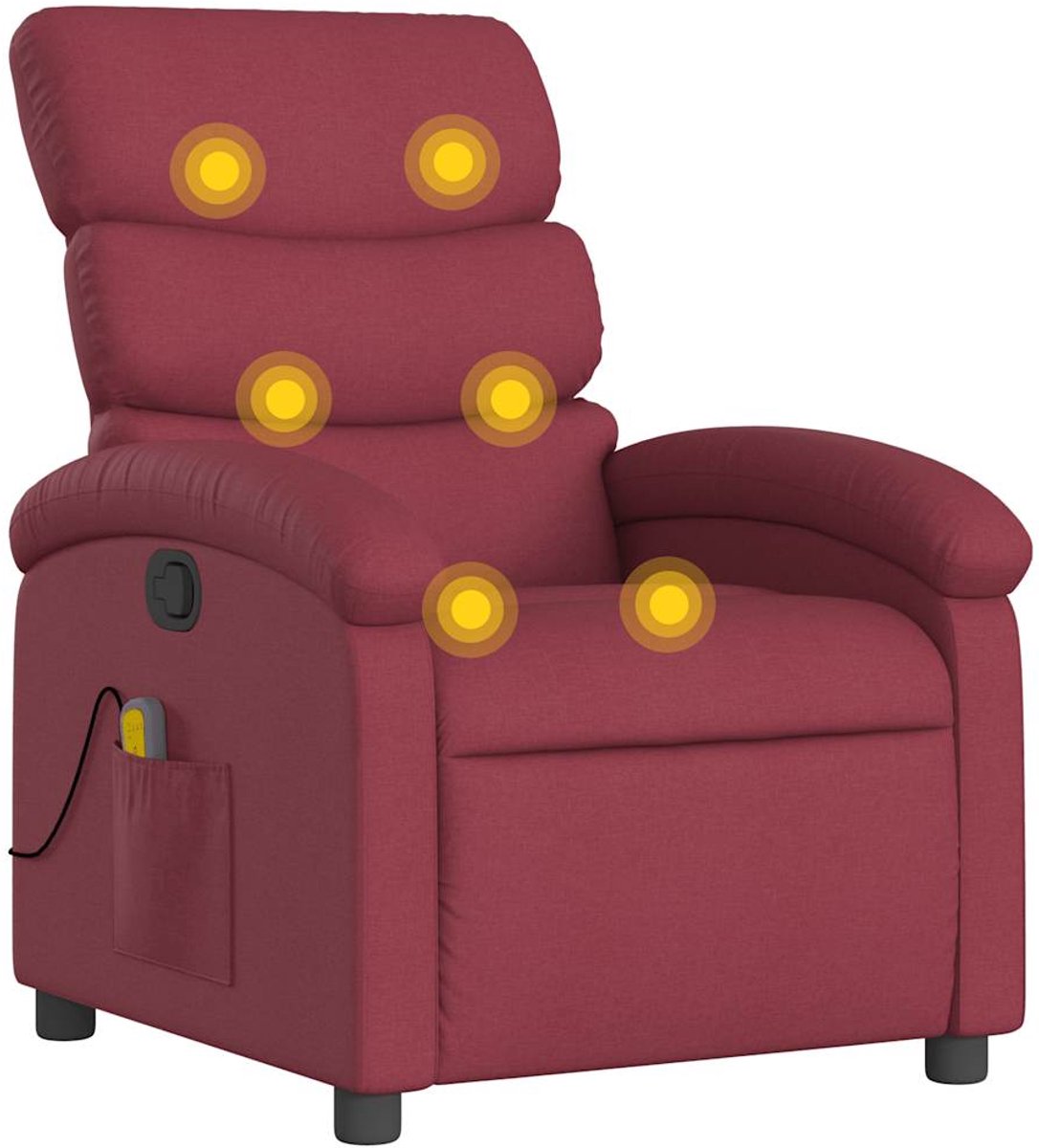 vidaXL Massagestoel - verstelbaar - stof - wijnrood