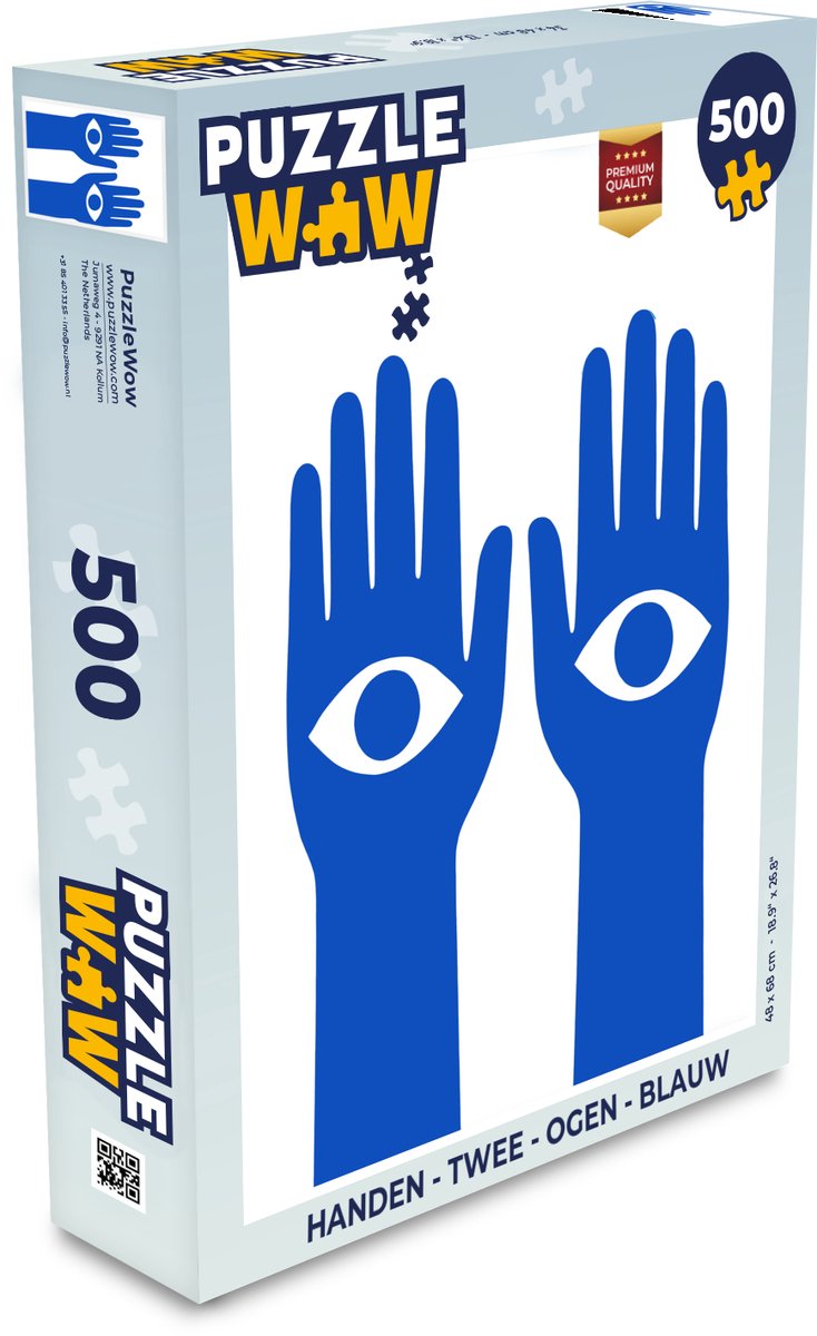Puzzel Handen - Twee - Ogen - Blauw - Legpuzzel - Puzzel 500 stukjes