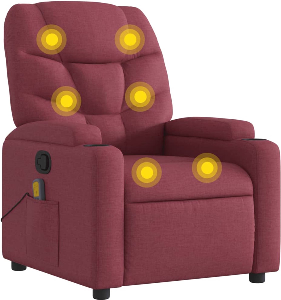vidaXL Massagestoel - verstelbaar - stof - wijnrood