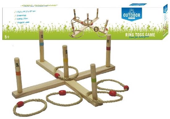 Outdoor Play Ringwerpspel - Speelgoed - Inclusief 5 ringen - Mooie houten set - Ring toss game
