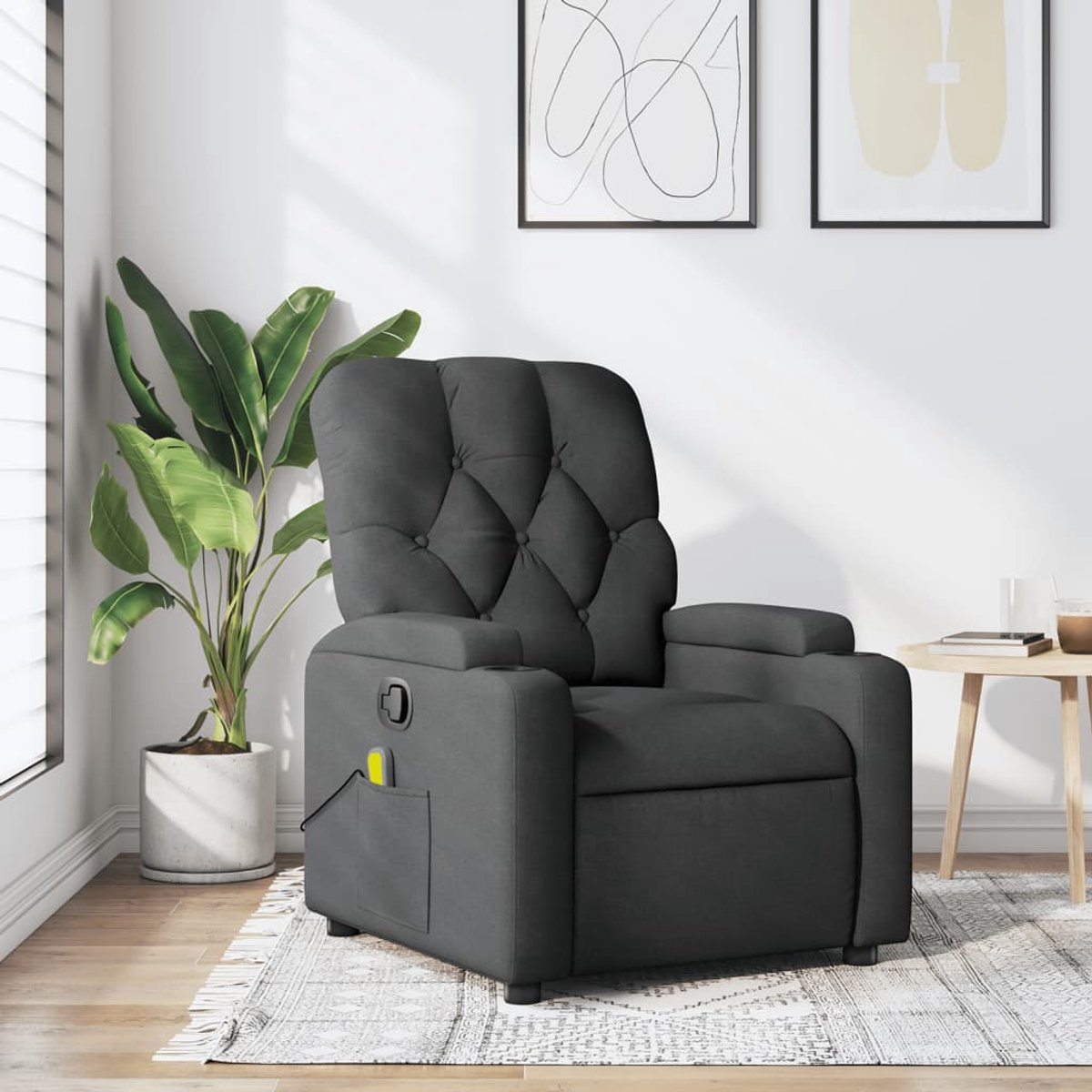 vidaXL Massagestoel - in - donkergrijze - stof Donkergrijs