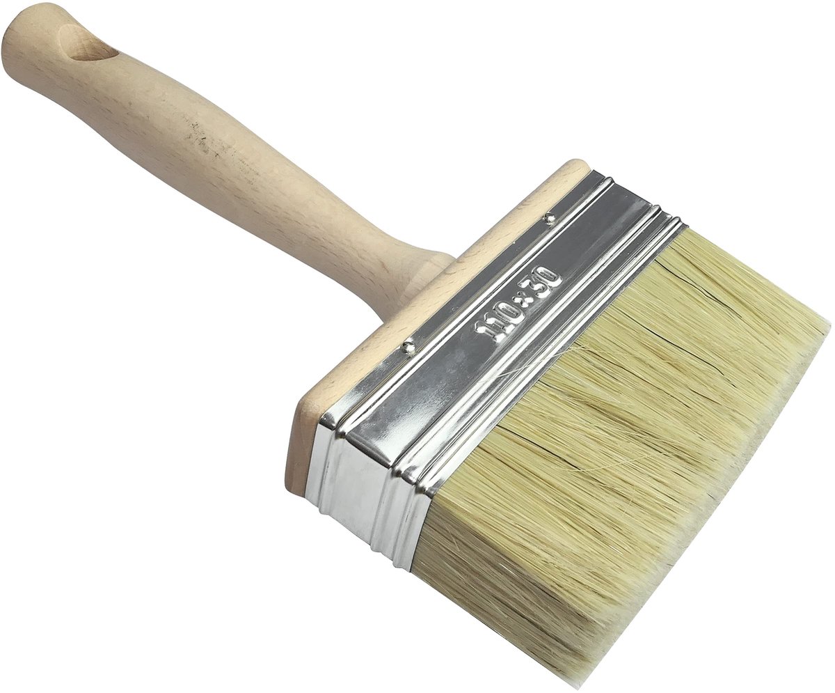 C50009 - Rectangulaire Kwast met Natuurlijke Haren - Voor Bakstenen Muren - 110 x 30 mm - Houten Handvat - Verfaccessoires