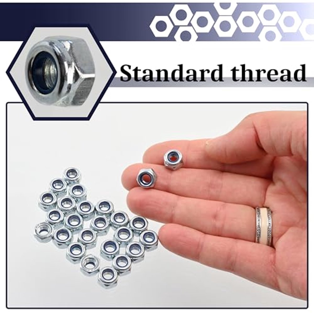Set van 25 Locknuts - M6x1 mm - Galvanized Steel - Zilver - Voor DIY en Montage