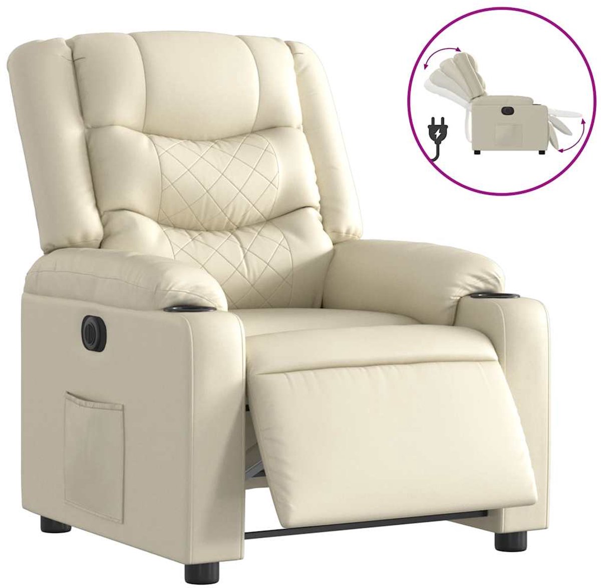 vidaXL Fauteuil - elektrisch - verstelbaar - kunstleer - crèmekleurig