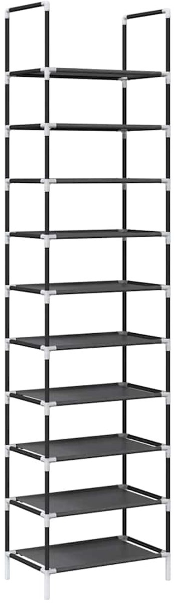 vidaXL Schoenenrek - 10-laags - 44x28x180 - cm - nonwoven - stof - zwart