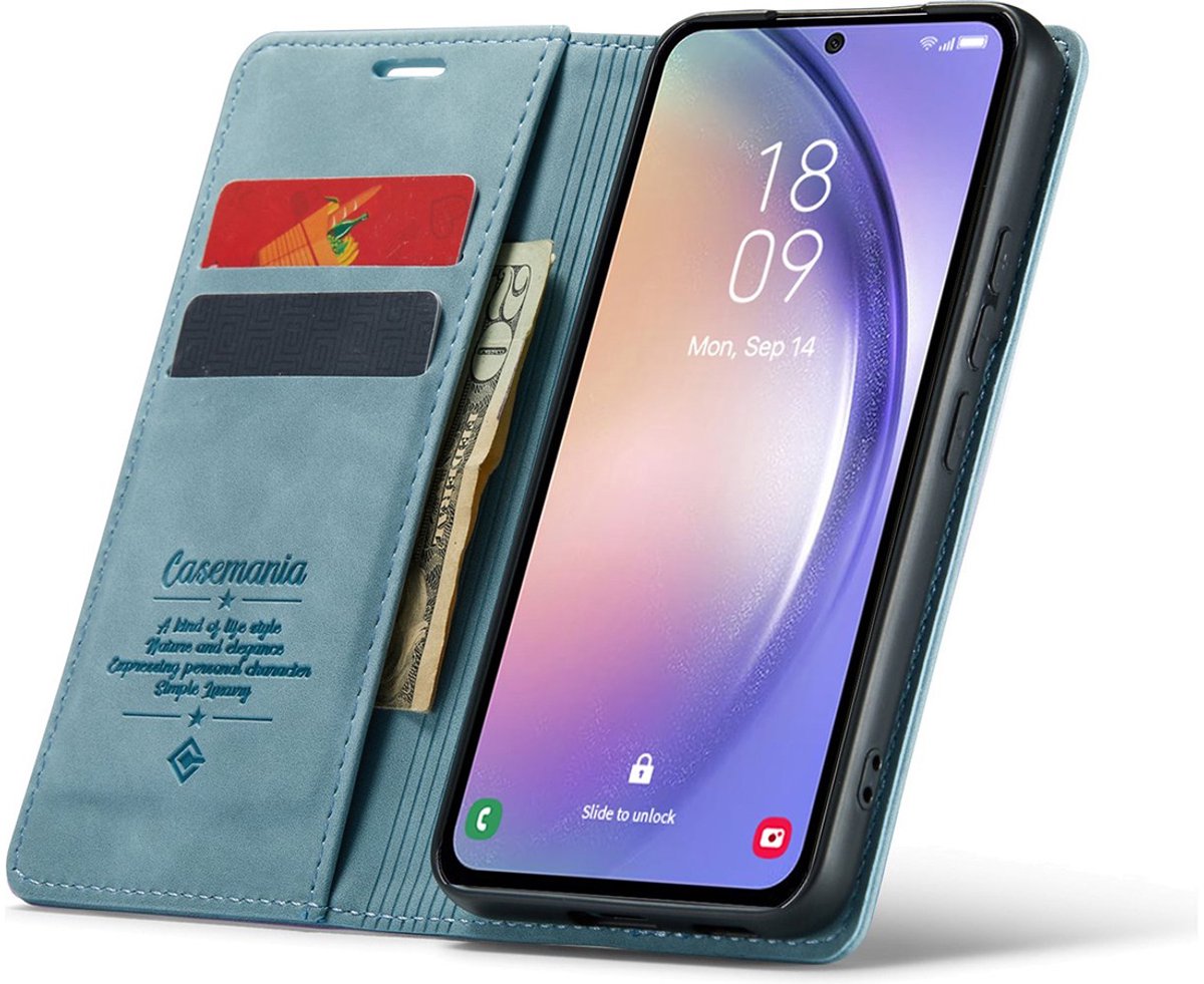 CaseMania Bookcase hoesje geschikt voor Google Pixel 10 Pro - Effen Aqua - Kunstleer