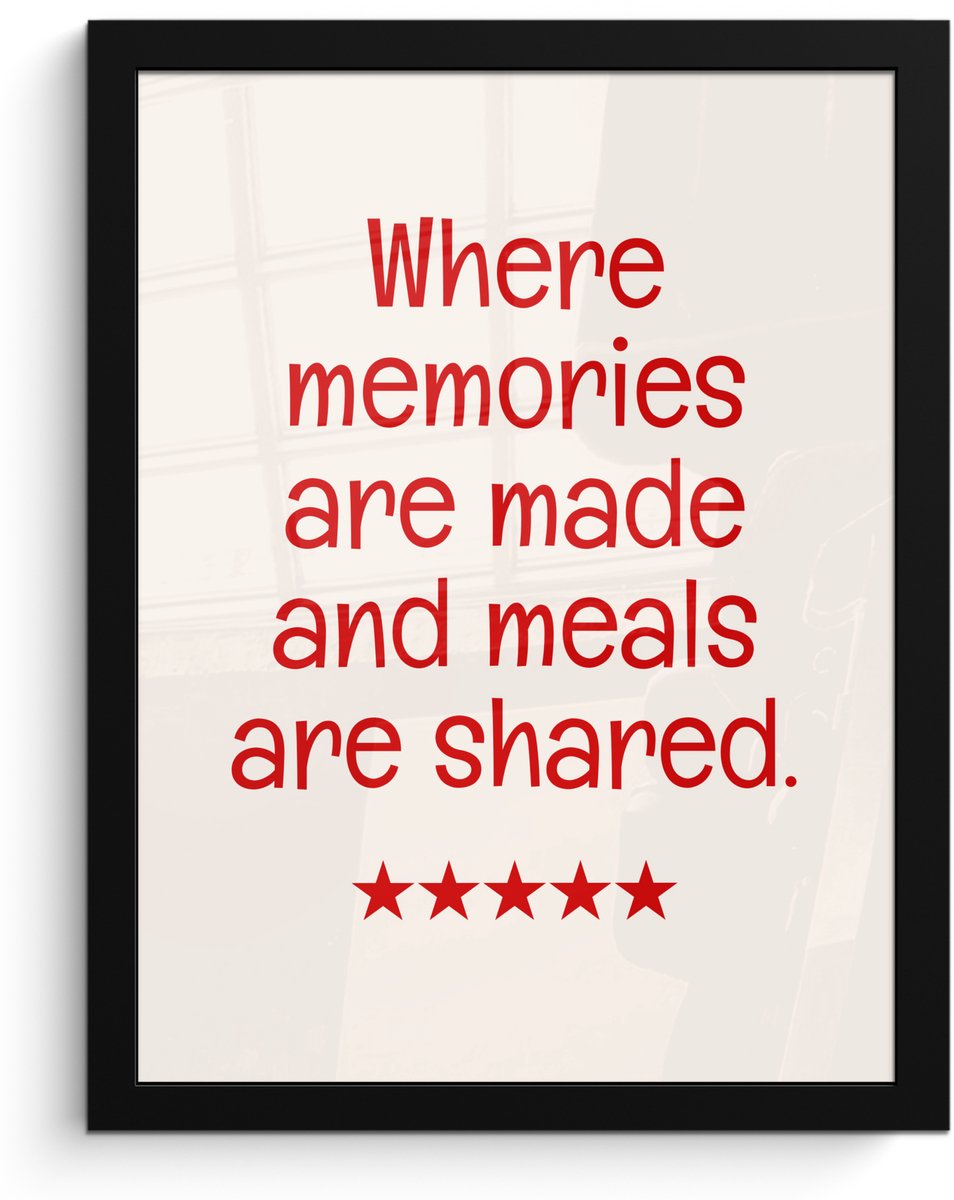 FrameYourWall Poster in lijst - Fotolijst 30x40 cm - Posters - Quote - Sterren - Rood - Memories - Posterlijst zwart - Decoratie - Wanddecoratie woonkamer - Muurdecoratie slaapkamer