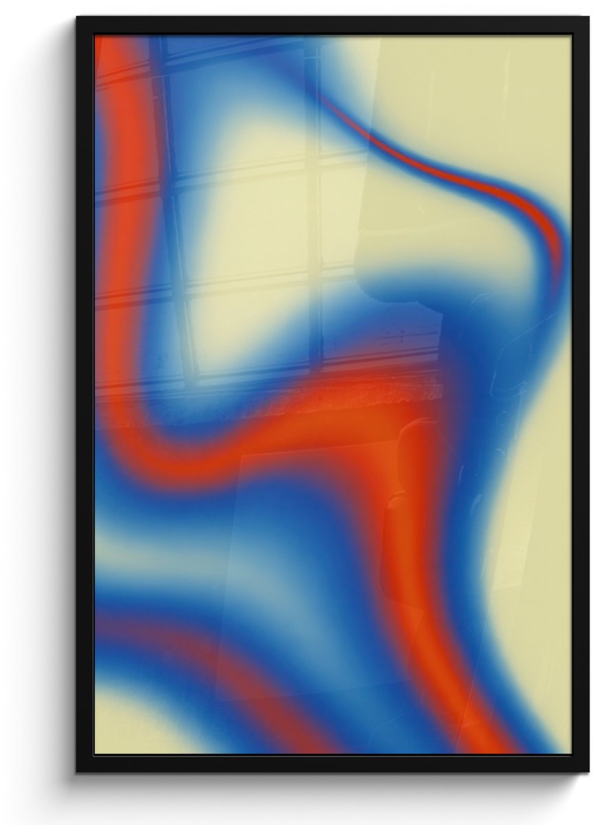 FrameYourWall Poster in lijst - Fotolijst 60x90 cm - Posters - Golven - Kleurrijk - Abstract - Posterlijst zwart - Decoratie - Wanddecoratie woonkamer - Muurdecoratie slaapkamer