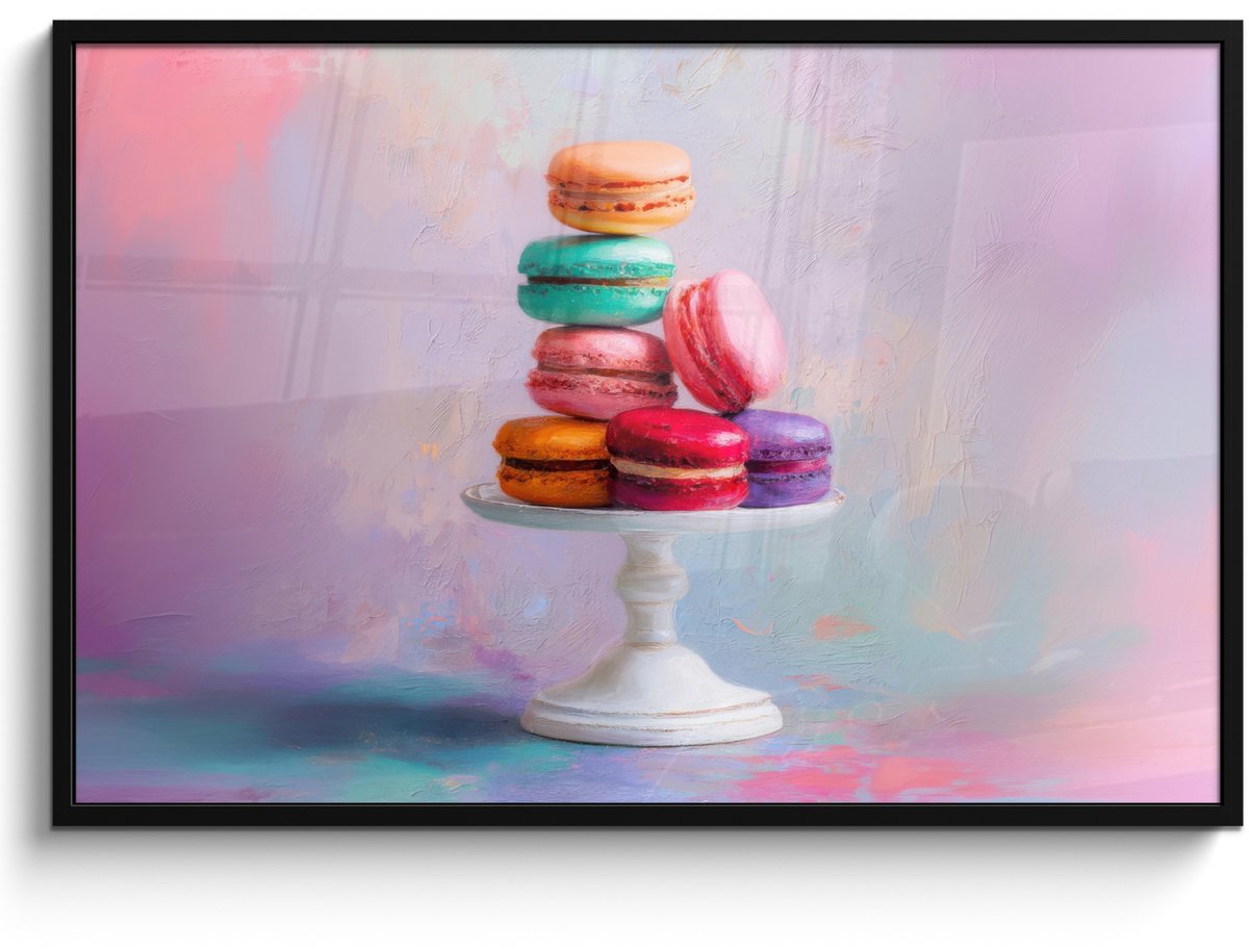 FrameYourWall Poster in lijst - Fotolijst 120x80 cm - Posters - Macarons - Schaal - Pastel - Kleurrijk - Posterlijst zwart - Decoratie - Wanddecoratie woonkamer - Muurdecoratie slaapkamer