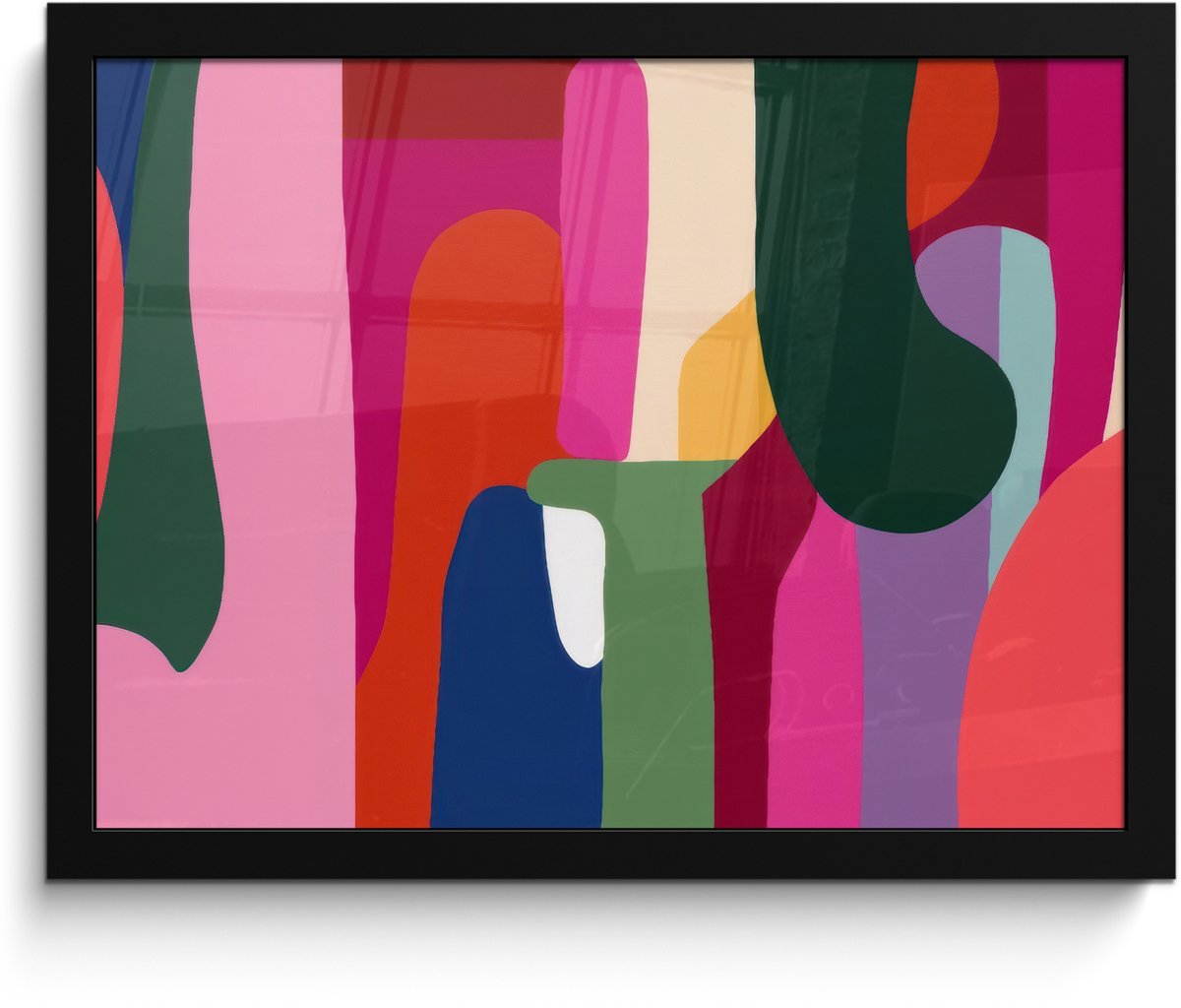 FrameYourWall Poster in lijst - Fotolijst 40x30 cm - Posters - Kleurvakken - Recht - Rond - Abstract - Posterlijst zwart - Decoratie - Wanddecoratie woonkamer - Muurdecoratie slaapkamer Kleurvakken - Abstract