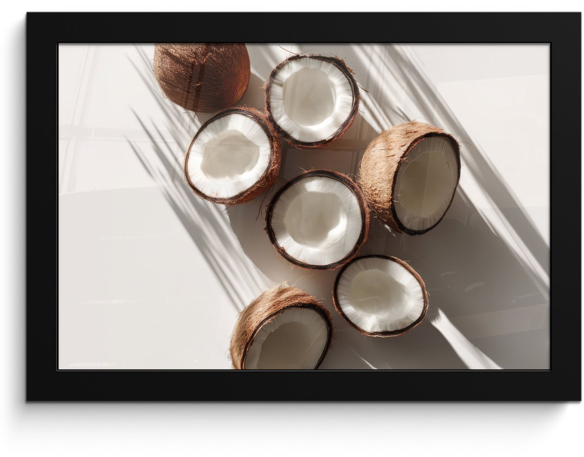 FrameYourWall Poster in lijst - Fotolijst 30x20 cm - Posters - Kokosnoten - Bruin - Shaduw - Posterlijst zwart - Decoratie - Wanddecoratie woonkamer - Muurdecoratie slaapkamer
