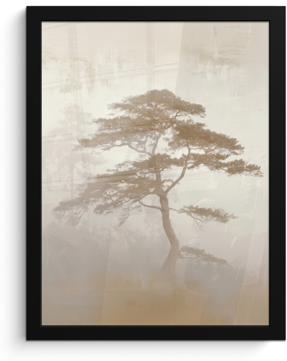 FrameYourWall Poster in lijst - Fotolijst 30x40 cm - Posters - Boom - Oosterse stijl - Landschap - Posterlijst zwart - Decoratie - Wanddecoratie woonkamer - Muurdecoratie slaapkamer Boom - Landschap