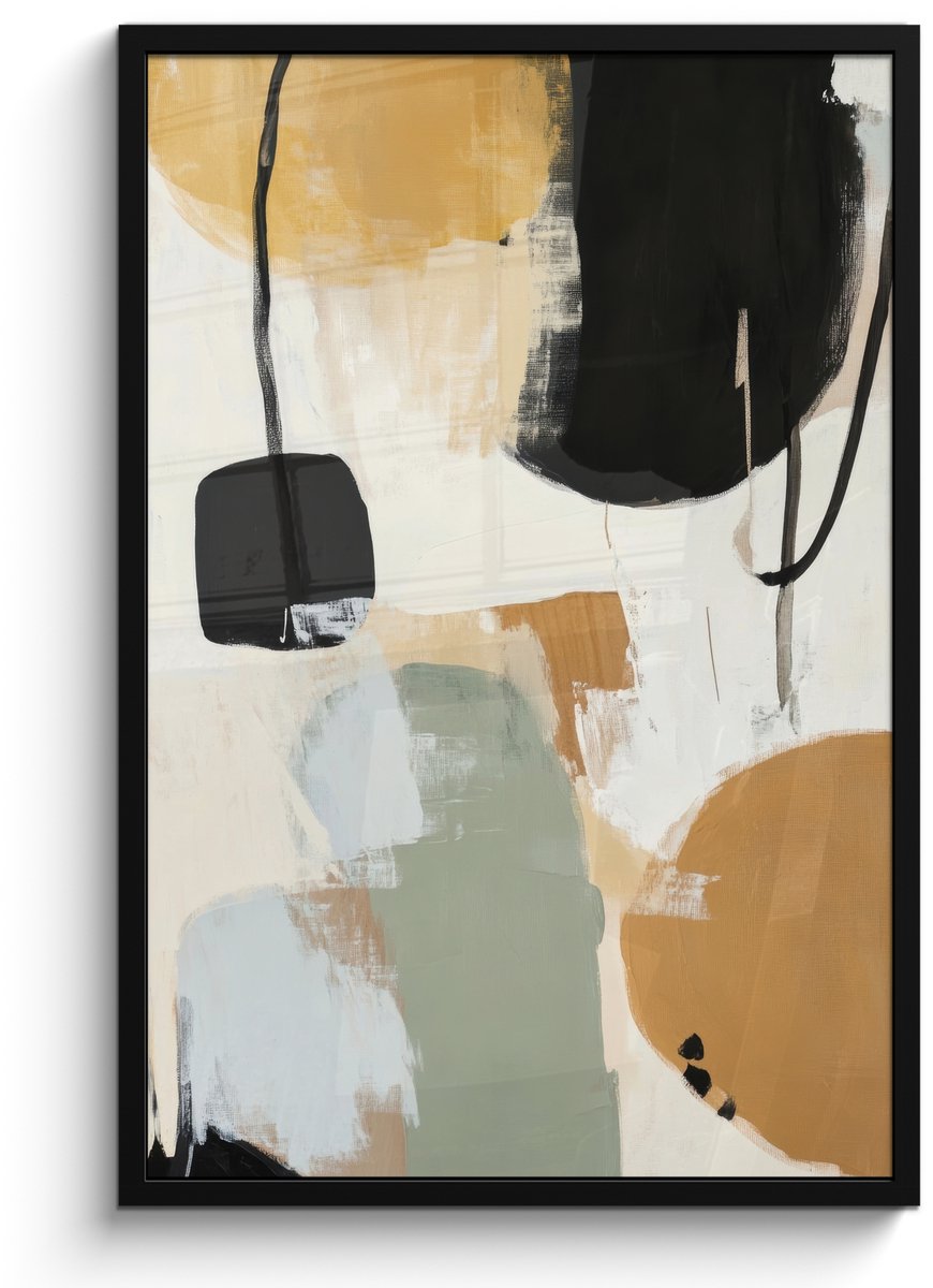 FrameYourWall Poster in lijst - Fotolijst 60x90 cm - Posters - Paint - Abstract - Kleuren - Posterlijst zwart - Decoratie - Wanddecoratie woonkamer - Muurdecoratie slaapkamer