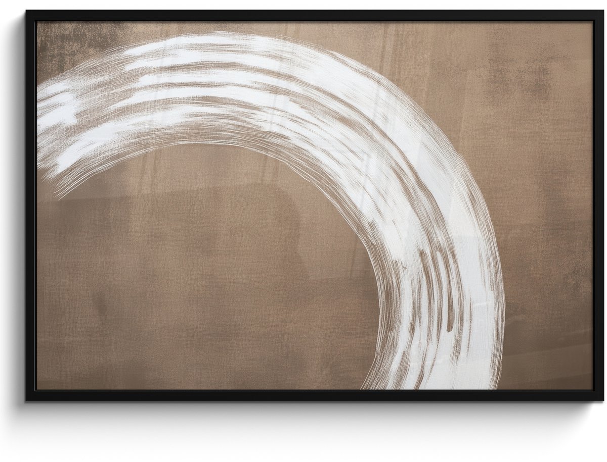 FrameYourWall Poster in lijst - Fotolijst 120x80 cm - Posters - Verf - Bruin - Japandi - Posterlijst zwart - Decoratie - Wanddecoratie woonkamer - Muurdecoratie slaapkamer Japandi - Cirkel