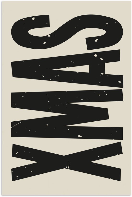 Poster 80x120 cm - Kerst - Christmas - Japandi - Beige - Posters - Kamer decoratie - Wanddecoratie woonkamer - Muurdecoratie slaapkamer - Kerstversiering - Kerstdecoratie voor binnen - Kerstmis