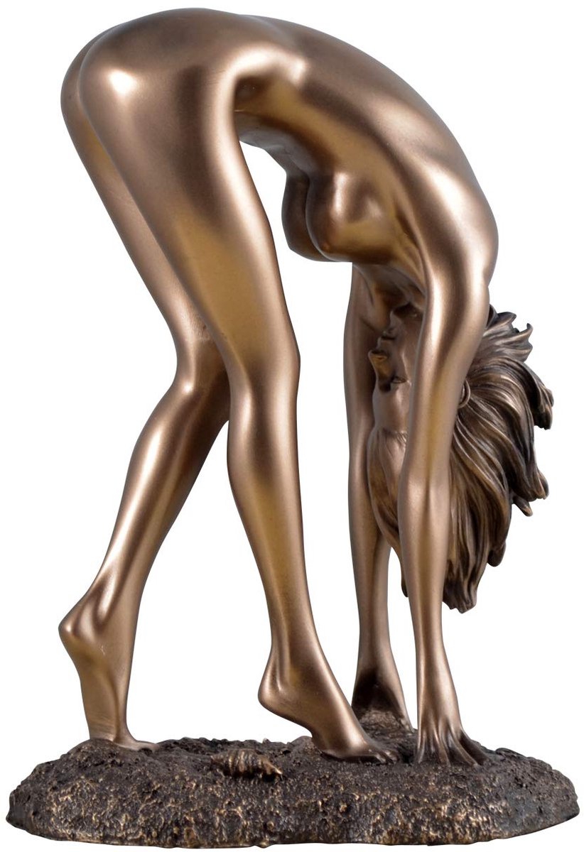 Azomor® Elegant handbeschilderd beeldje van gebronst polyresin met vrouwelijke figuur