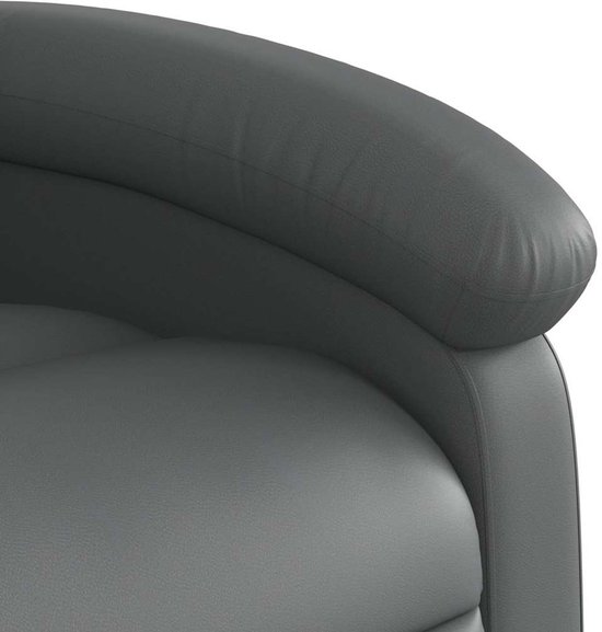 Detail van de armleuning van de grijze verstelbare fauteuil.
