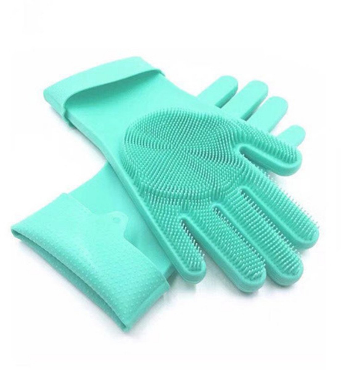 EXCITAT Huisdierwashandschoenen - Duurzaam - Ophangbaar - Geschikt voor het wassen en masseren van katten en honden - Groen