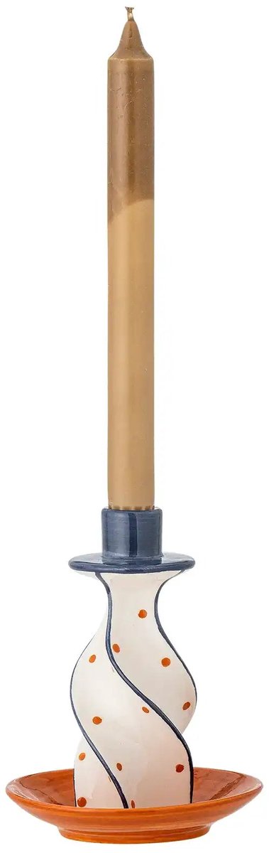 Kandelaar aardewerk Kairi oranje – 12.5 x 15.5 x 12.5 cm