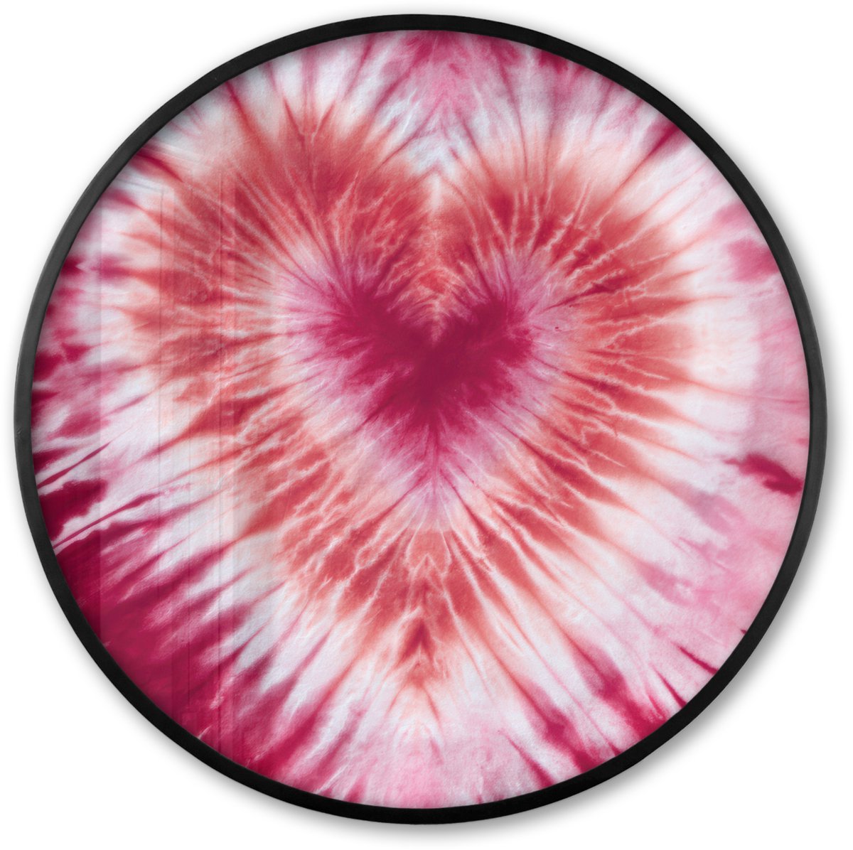 FrameYourWall Poster in lijst Rond - Fotolijst 60x60 cm - Posters - Hartvorm - Roze - Tie dye - Ronde posterlijst zwart - Decoratie - Wanddecoratie woonkamer - Muurdecoratie slaapkamer Hartvorm - Tie dye