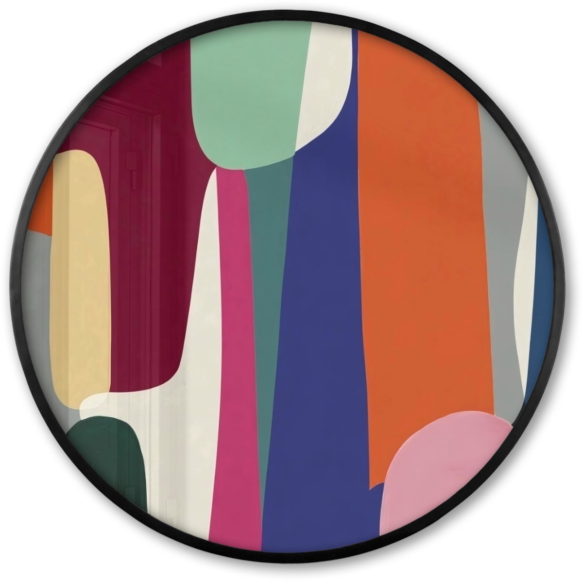 FrameYourWall Poster in lijst Rond - Fotolijst 60x60 cm - Posters - Vormen - Ritmisch - Kleuren - Abstract - Ronde posterlijst zwart - Decoratie - Wanddecoratie woonkamer - Muurdecoratie slaapkamer Vormen - Kleurrijk