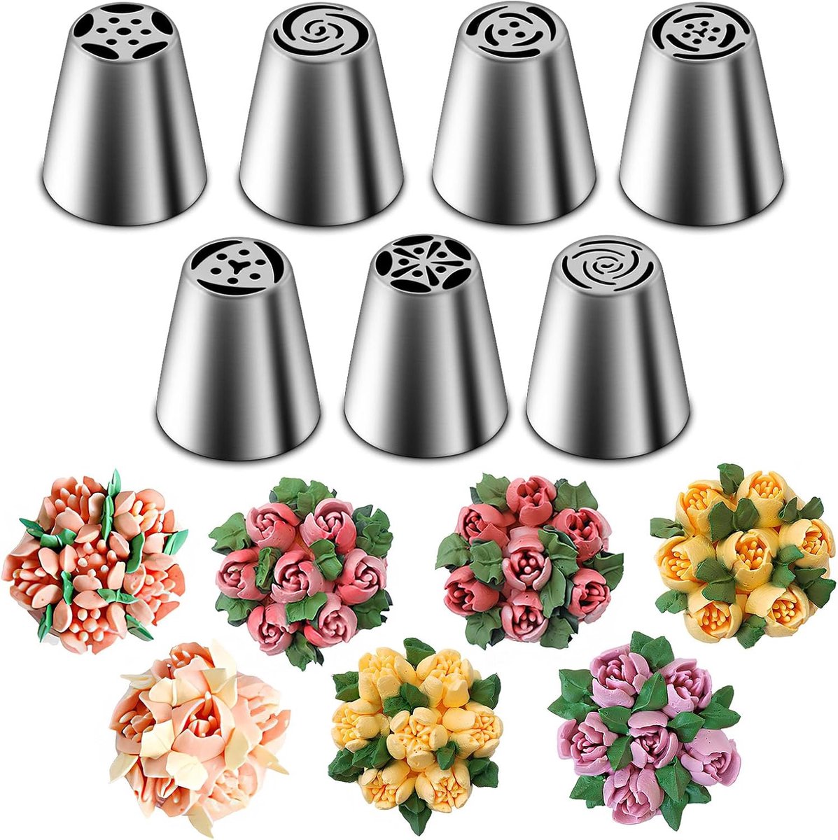 Daity 7 stuks - Russische Spuitmondjes， voor taartdecoratie spuitmondjesset，bakbenodigdheden voor koekjes en cupcakes