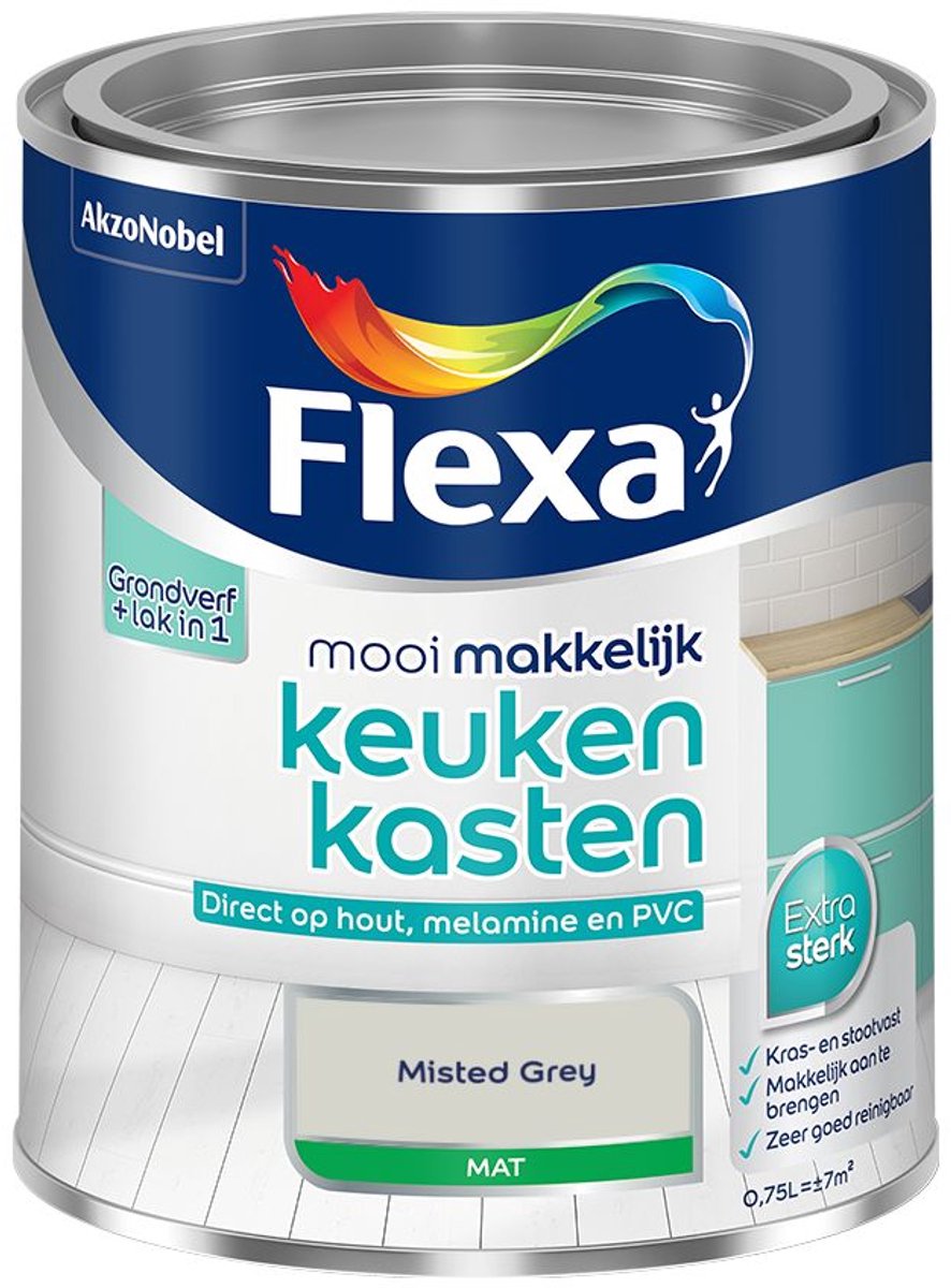 Flexa - Mooi Makkelijk Keukenkasten Mat - Misted Grey - Mengverf - 0.75 L