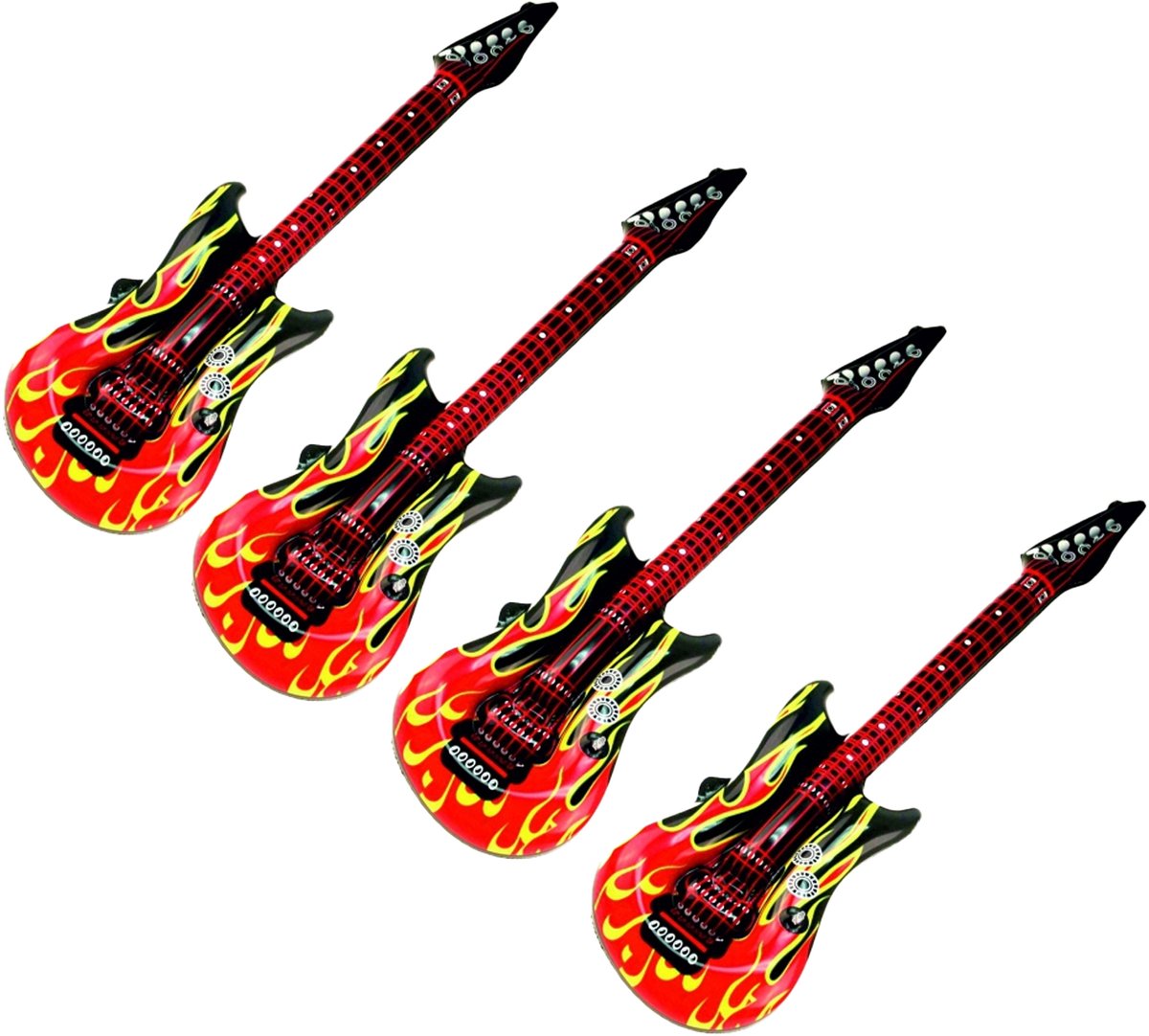 Krüger Opblaasbaar gitaar - 4x - met vlammen - 100 cm - speelgoed gitaar