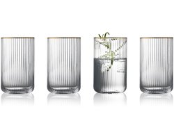 Lyngby Glas Palermo Gold waterglazen - 500 ml - set van 4 - highball drink- & cocktailglazen