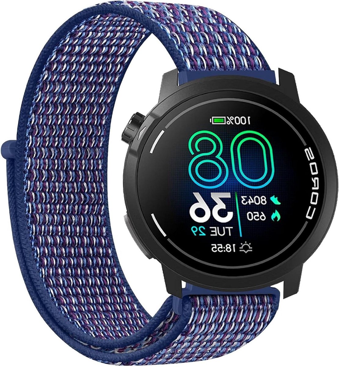 Nylon horlogebandje 22 mm, compatibel met COROS PACE Pro, reservesportbandje, gevlochten armband