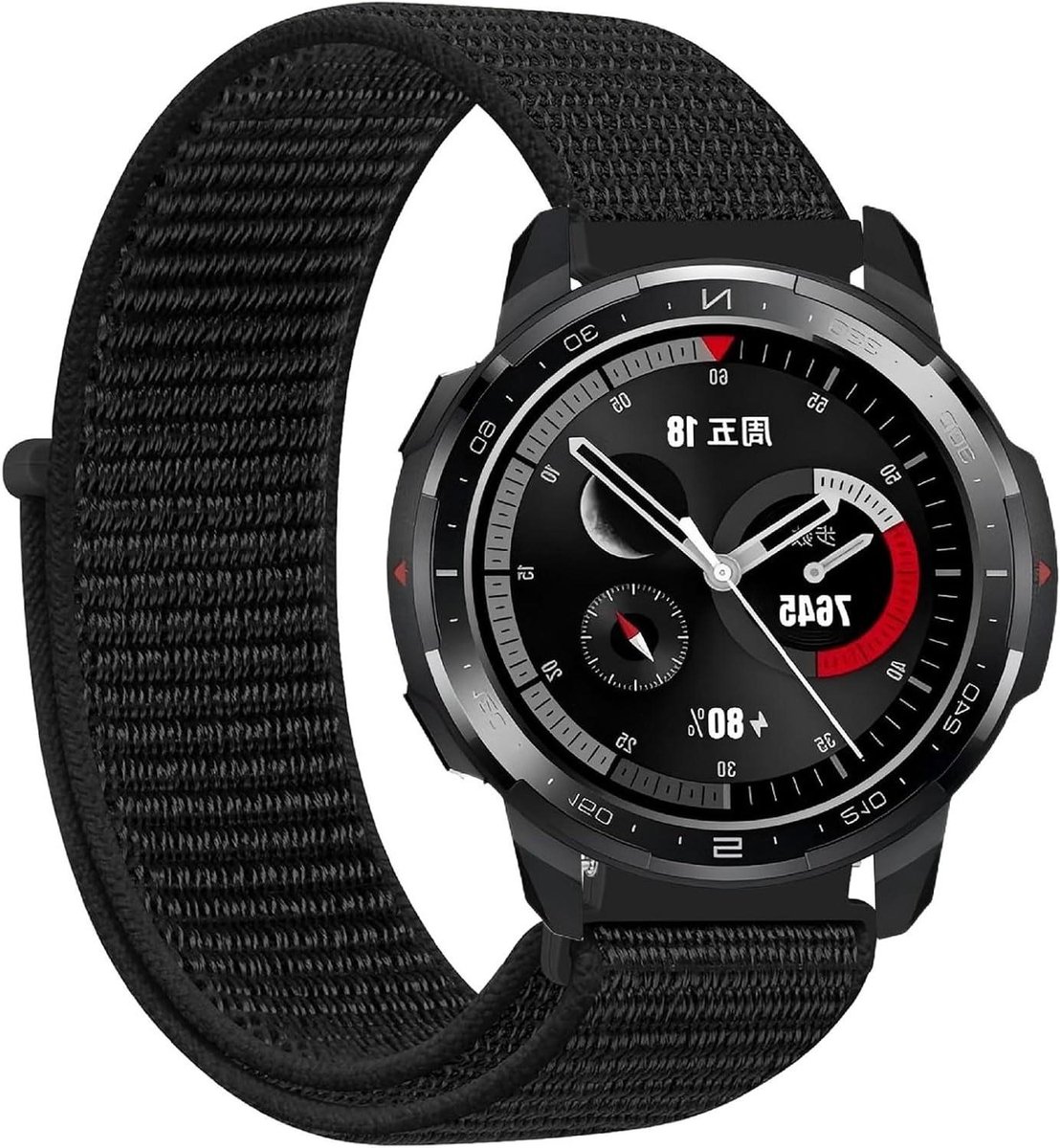 - Nylon horlogebandje 22 mm vervangende sportloophorlogebandje - zwart - Nylon vervangende horlogeband 22 mm compatibel met Honor Watch GS Pro - Gevlochten armband nylon horlogeband 22 mm - unisex