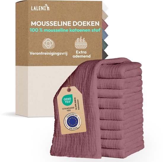 Laleni Hydrofiele Doeken - 100% Katoen - Mousseline - 70x70cm - Oud roze - Set van 20