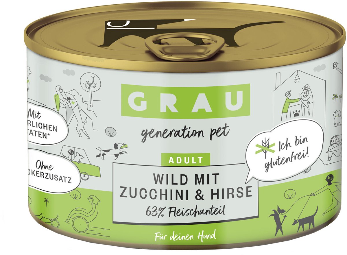 Grau Adult Hondenvoer - Wild, Groenten en Noedels - Blik - 6 x 400 g