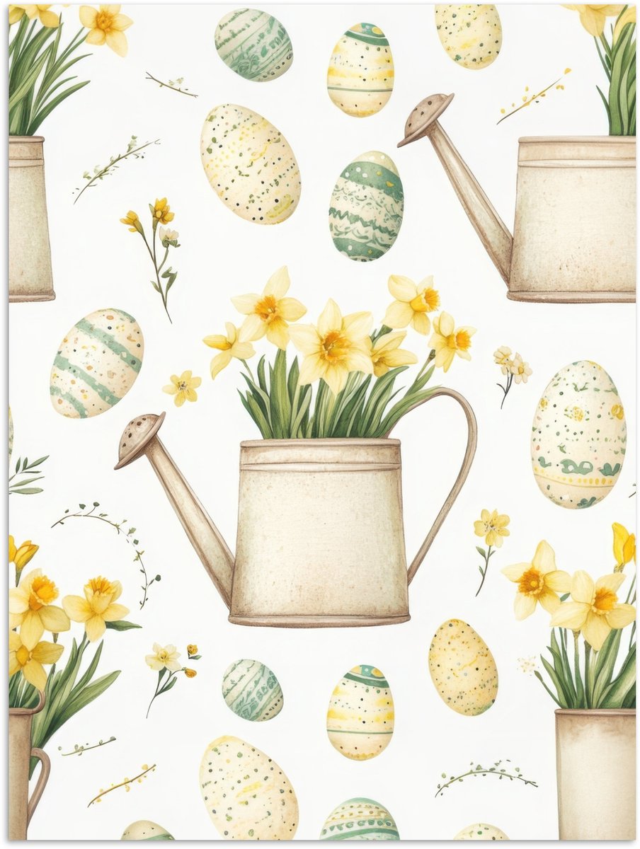 Poster 120x160 cm - Gieter - Bloemen - Eieren - Posters - Kamer decoratie - Wanddecoratie 