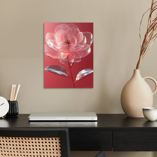 Poster 30x40 cm - Sierlijk - Bloem - Roze - Glazen - Posters - Kamer decoratie - Wanddecoratie woonkamer - Muurdecoratie slaapkamer