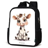 NoBoringSuitcases.com® - Rugzak zwart - Schooltas jongen & meisje - Baby koe - Rugtas voor school - Boekentas kind - Schoolrugzak - Kinderrugzak