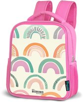 NoBoringSuitcases.com® - Rugzak roze - Schooltas meisjes - Regenbogen - Kinder rugtas meisje - Boekentas kind - Kinderrugzak voor school - Schoolrugzak