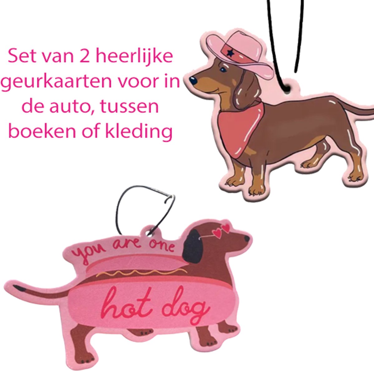 Teckel - set van 2 stuks auto air freshner - teckel geurkaart - teckel car air freshner - teckel - hond - teckel autoparfum - 2 stuks - autoverfrisser - air freshener