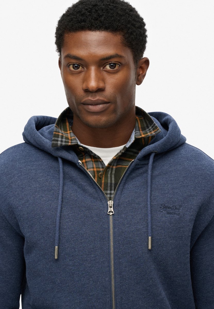 Superdry Essential Logo Zip Hooded Vest Heren Blauw