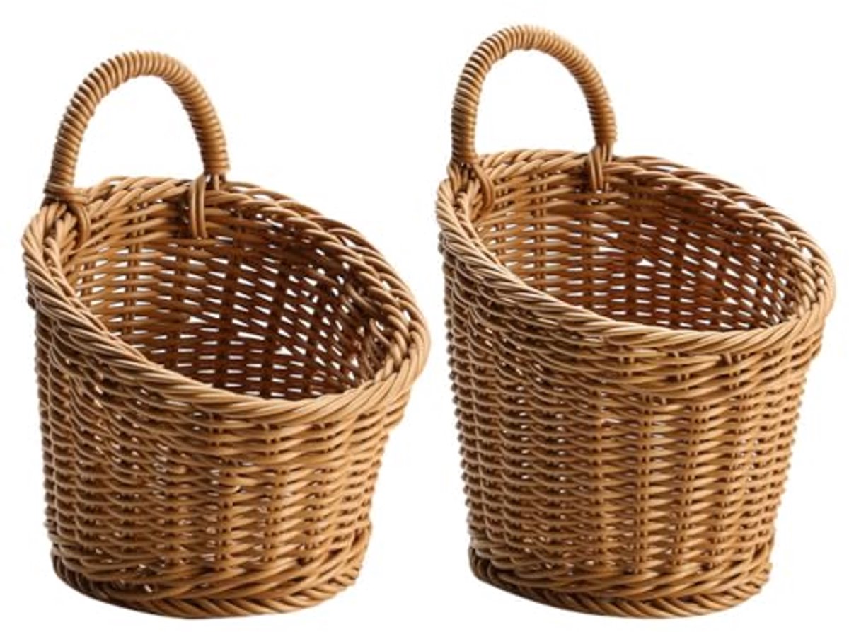 2 Stuks Hangende Opbergmanden voor Uien & Knoflook - Rotan Keuken Organizer