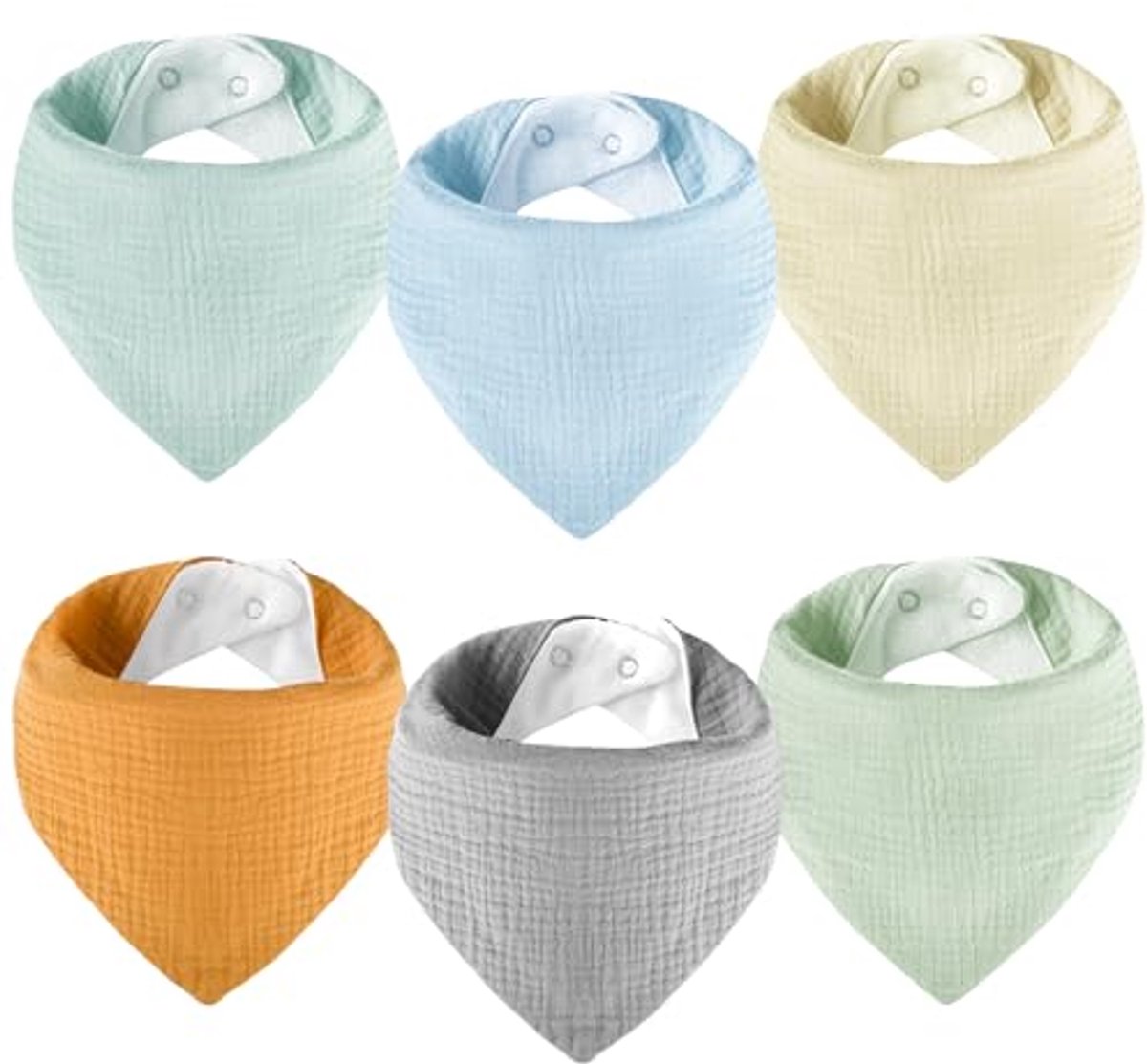 Image of Absorberende mousseline slabbetjes voor baby's - 100% katoen, verstelbare bandana dribbelslabbetjes (6 stuks)