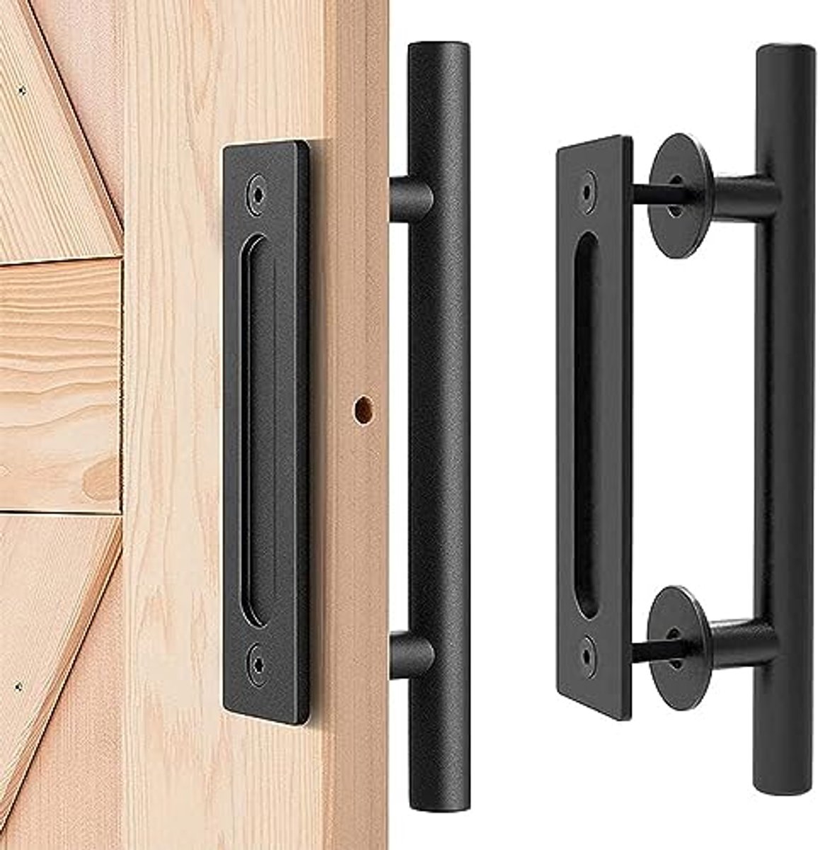 Zwarte Schuifdeurgreep voor Houten Deuren - 24 cm Orbiculair
