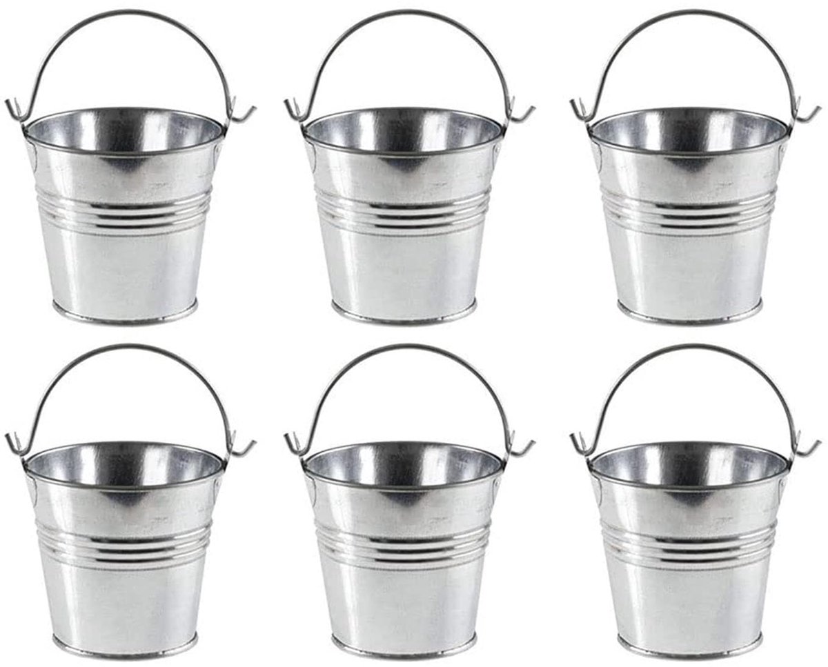 Ibenzoa® Set van zes decoratieve mini-metalen emmers voor diverse toepassingen