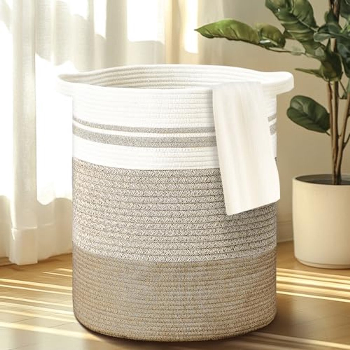 Wasmand 50 l Vuile Wasmand met Handvat Opbergmand voor Kleding Beddengoed Dekens en Speelgoed