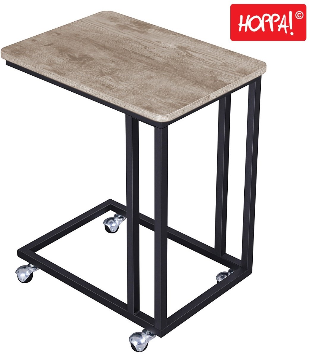 Hoppa! | Mobiele bijzettafel | Greige | Metaal/Hout | Vintage | 50 x 35 x 60 cm (B x D x H)