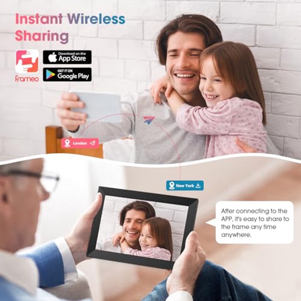 Digitale fotolijst 10,1 inch FHD IPS touchscreen met WiFi voor het delen van foto's op afstand